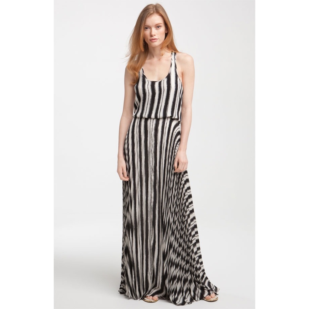 NWT $288 Parker Stripe Pleated Maxi Dress sz S